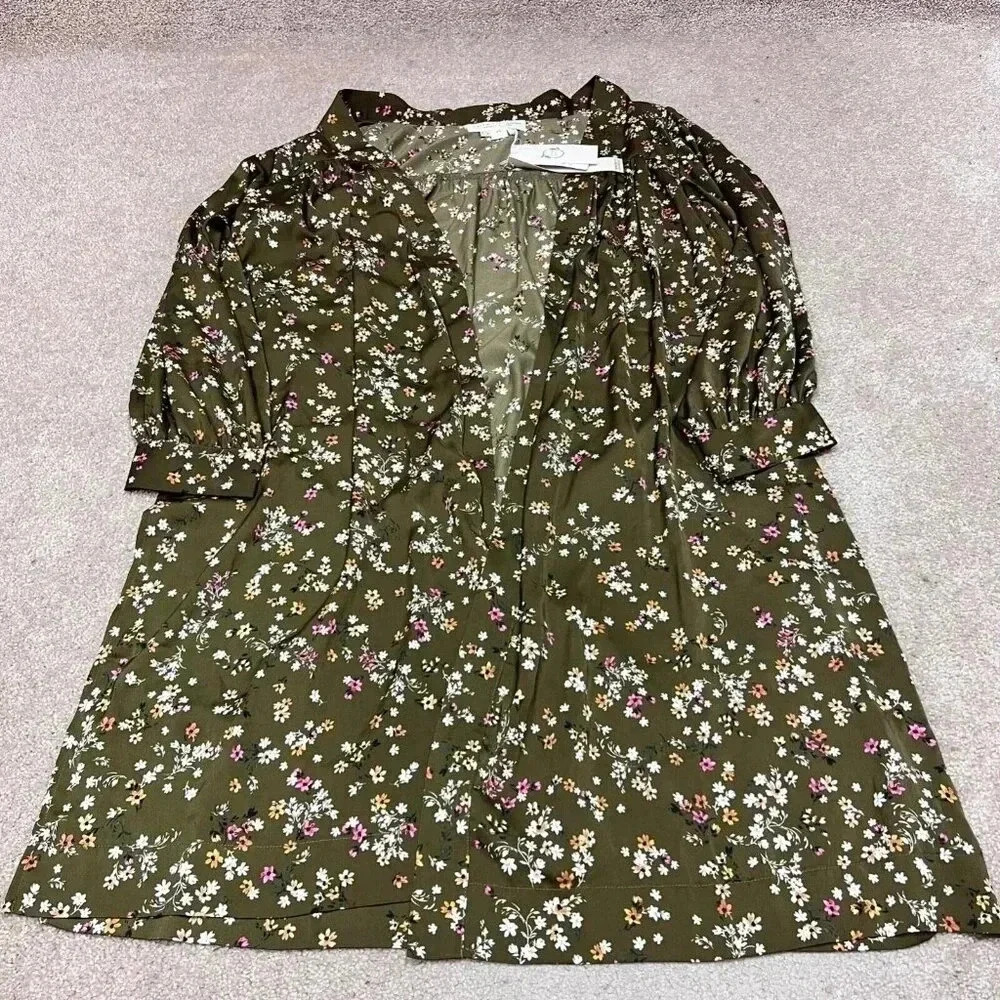 Saltwater Luxe Nikki Robe Green Multicolor Floral Long Sleeve Women's Sz M NWT